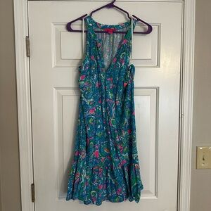Lilly Pulitzer Blue and Pink Backless Dress